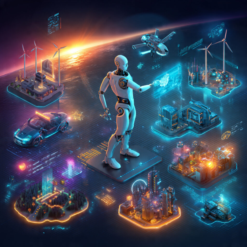 a futuristic digital illustration depicting emerging technology